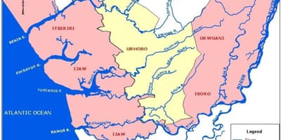 মানচিত্র, নাইজেরিয়া দেখাচ্ছে, প্রধান নদ-নদী