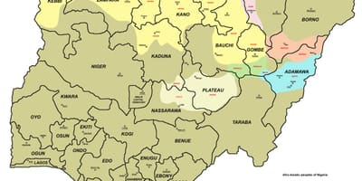 মানচিত্র সঙ্গে নাইজেরিয়া 36 যুক্তরাষ্ট্র